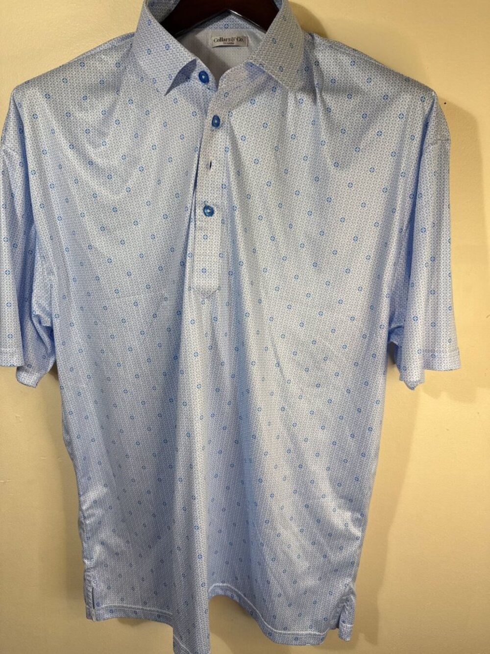 Collars & Co. 2X-Large Blue Pattern Dress Golf Collar Polo Shirt